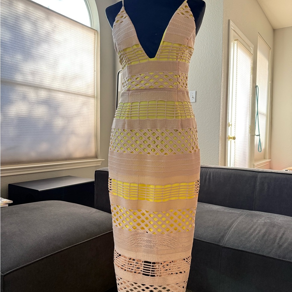 ASOS Elegant Beige and Yellow Women's Dress